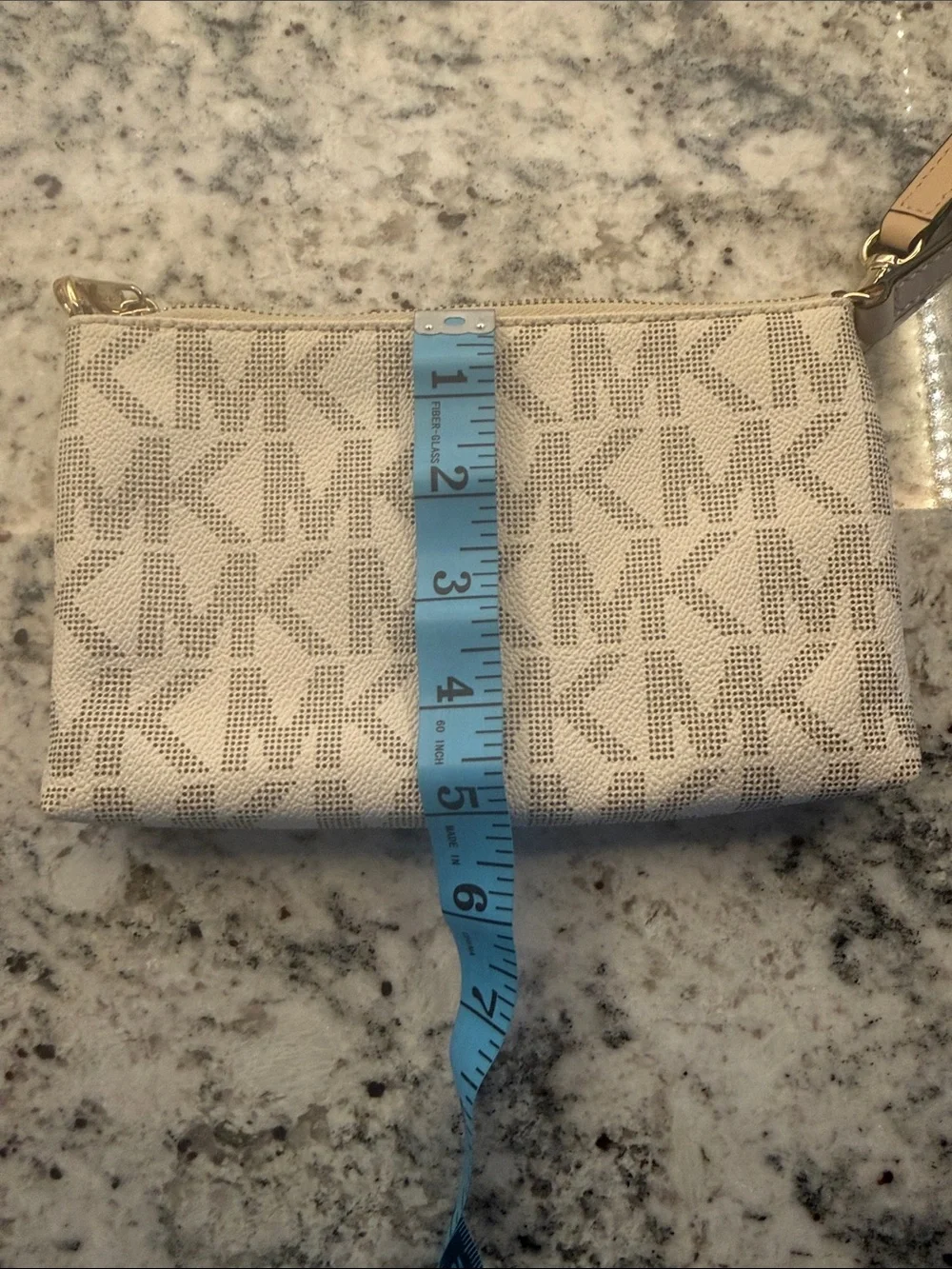 Michael Kors Cream & Tan MK Signature Wristlet Clutch